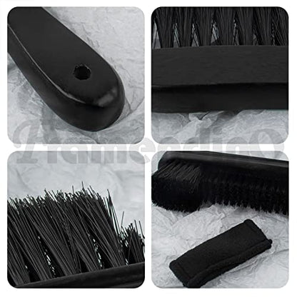Framendino, Wooden Billiards Pool Table and Rail Brush Set Wood Billiard Cleaner Cleaning Tools Supplies (Black, 3 Pack) - color: Black