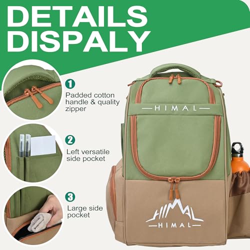 HIMAL HIMAL Disc Golf Bag Holds 22+ Discs, Durable Disc Golf Backpack with Large Capacity, and Multiple Storage Pockets - color: Green
