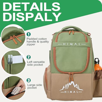 HIMAL HIMAL Disc Golf Bag Holds 22+ Discs, Durable Disc Golf Backpack with Large Capacity, and Multiple Storage Pockets - color: Green