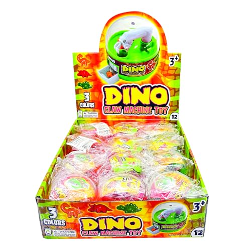 Raymond Geddes Dino Claw Machine Toys for Kids (12 per Box) – Mini Claw Machine Toys with 8 Colorful Dinosaur Prizes