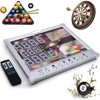 LED Digital Display Scoreboard, Wall-Mount Electronic Snooker & Billiard Pool Table Counting Scoreboard w/Remote Control, 0-199 Scores