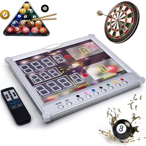 LED Digital Display Scoreboard, Wall-Mount Electronic Snooker & Billiard Pool Table Counting Scoreboard w/Remote Control, 0-199 Scores