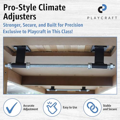 Playcraft Woodbridge Shuffleboard Table with Storage Cabinet - Shuffle Board Game Table Set with Matching Abacus, 8 Pucks, Brush & Wax (Made in USA) - Pro Style Climate Adjusters - color: Espresso, size: 16 Feet - 2 Piece