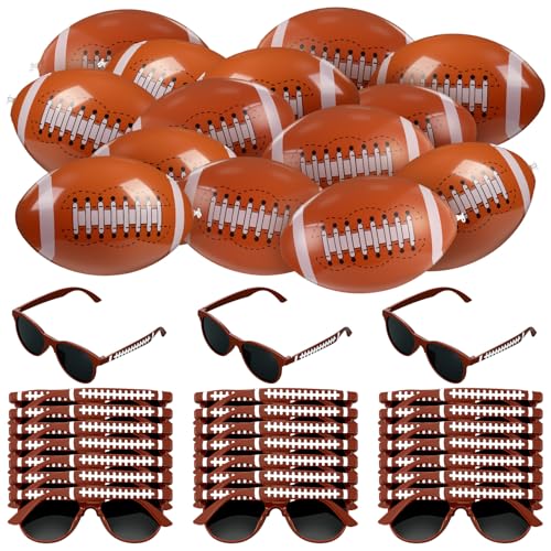 48 Pcs Football Party Decoration Favors Inflatable Football 12 Inch with Glasses Goodie Bag Fillers Party Gifts Sport Themed Beach Balls for Team Game Day Birthday Decorations - style: Football