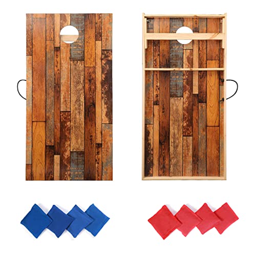 Solid Wood Premium Cornhole Game Set, Bean Bag Toss Game for Tailgate, Outdoor, Backyard - Professional Portable Cornhole Boards & Set of 8 Cornhole Bean Bags (Junior, Tailgate, Regulation Size) - color: Designed Pattern：2 x 4 FT