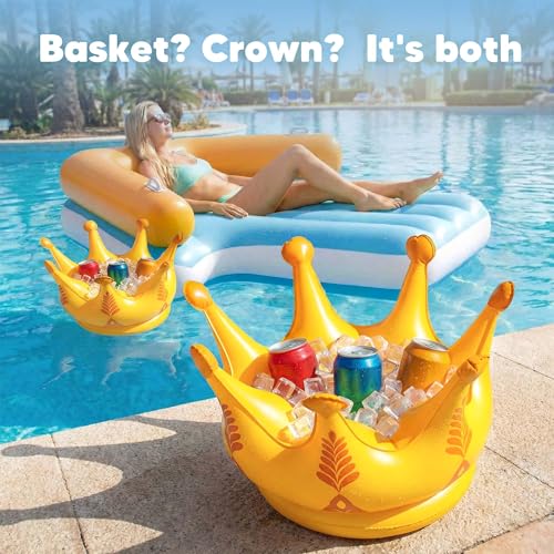 Funscape 2PCS Crown Pool Toy, Toddler Inflatable Water Toss Game w/12 Rings 5 Balls, Outdoor Beach Backyard Lawn Game, Summer Pool Party Decoration Gift 3 4 5 6 7 8 10 Year Old Kids Boy Girl Children
