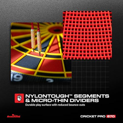 Arachnid Cricket Pro Tournament-Quality Electronic Dartboard up to 40 Games and 315 Variations (Including Popular Cricket Modes) - style: Pro 670