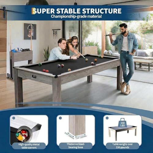 7 FT Pool Table, Complete Set - color: Black
