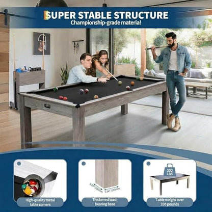 7 FT Pool Table, Complete Set - color: Black