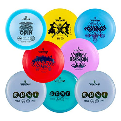 Viking Discs Starter Disc Golf Set - 8 Discs for Any Distance, PDGA Approved - Disc Golf Equipment for Adults - Putter, Mid-Range, Fairway & Distance Driver