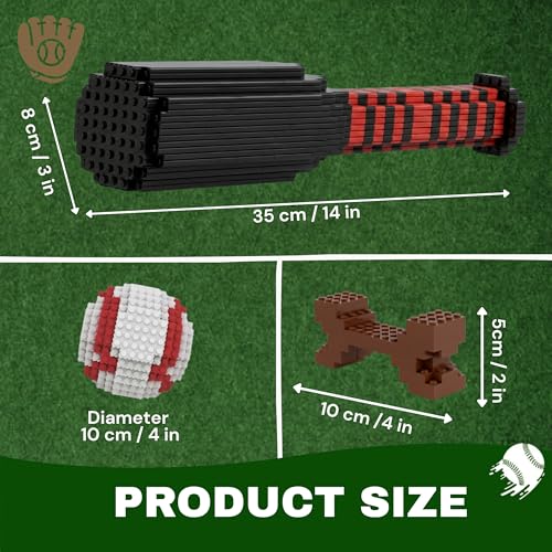 Baseball 3D Building Block Set - Ball - Gloves - Bat - Educational Toy - Perfect for Ages 14 Years and Above - Challenging, Creative Fun and Skill-Building - 3D Instruction (1485 PCS)