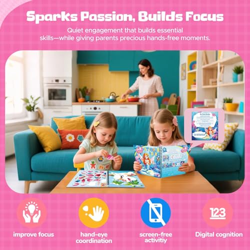 2PCS Paint by Number Sticker Book Travel Activities Essentials for Girls Kids Boys Ages 4-10 Road Trip & Airplane Toys & Long Car Rides, Birthday Present, Preschool Classroom Party Gifts - color: Mermaid,sea Animals