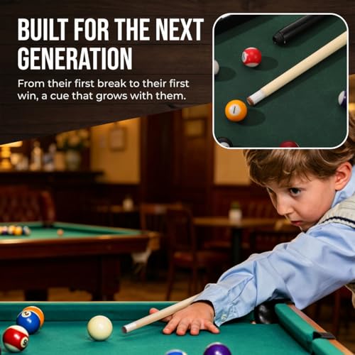 2Pcs Mini Pool Cue Sticks 18.89 Inch Short Pool Cues Lightweight Smooth Grip for Teens Game Room Practice and Easy Transport