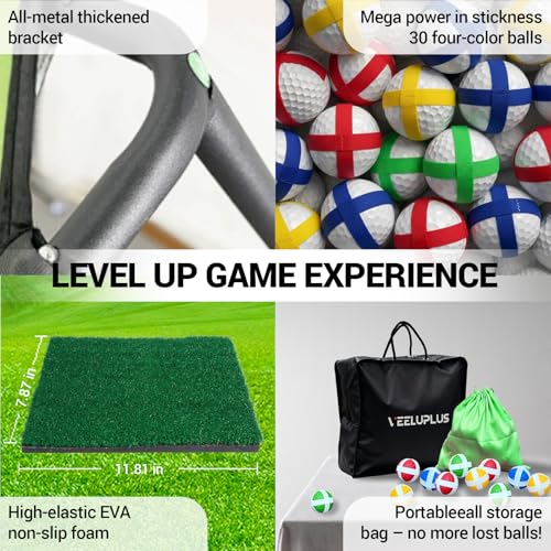 70" x70''Battle Golf Chipping Game, Double-Sided Sticky Golf Battle Mat with 30 Sticky Balls and 10 Darts for Adults Dads and Junior Golfers - Indoor and Outdoor
