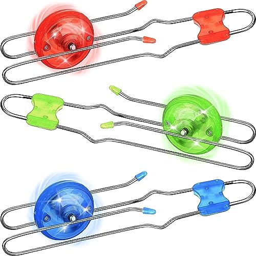 Jishi Retro Magic Rail Twirler Toy 3-Pack LED Light Up Glow Gyro Wheel Magnetic Yoyo Toys, Nostalgia Classic Vintage Gifts Party Favors for Kids Ages 3+ Year Old Boys Girls Christmas Stocking Stuffers - style: Straight