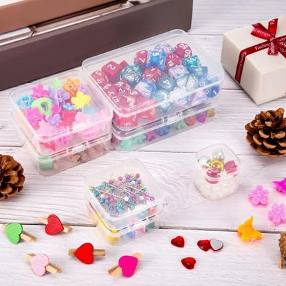 SATINIOR 24 Packs Small Clear Plastic Beads Storage Containers Box with Hinged Lid for Storage of Small Items, Crafts, Jewelry, Hardware(2.9 x 2.9 x 1 Inches) - size: 2.9 x 2.9 x 1 in
