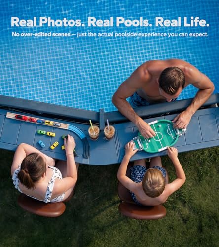 POOLHACKER Poolside Bar, [Original] Swim Up Bar Exclusively for Above-Ground Round Pools. Patio Poolside Table Smart Fold Easy Maintenance, Weather Resistant Stable Tabletop (Phantom Gray) - color: Phantom Gray