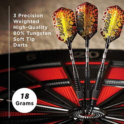 Viper Jaguar 80% Tungsten Soft Tip Dart Set with Case, 18 Grams - style: Fine Knurling