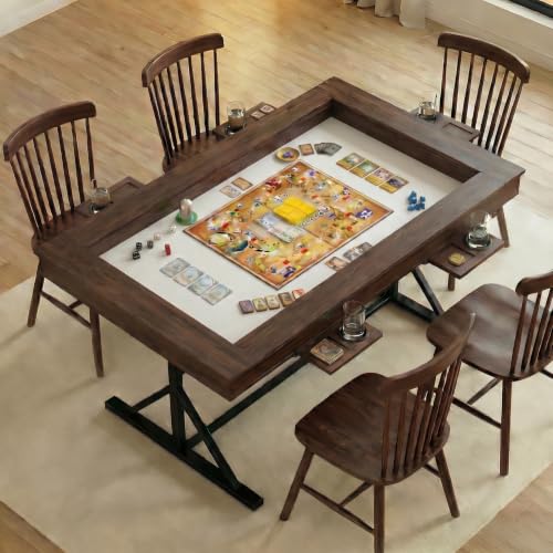 ARTETHYS Board Game Table with Mat & Removable Top Panels for 4-6 Players | 62"x38" Convertible Dining to Gaming Table,Big Card Table with 6 Cup Holders & Hobby Tray for Poker,Family Gatherings