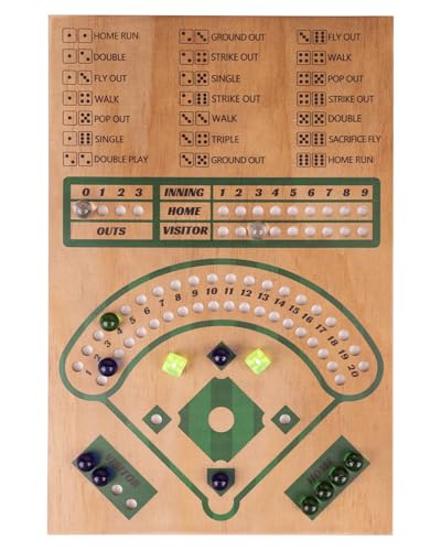 WodGod Baseball Board Game,Baseball Dice Board Game,Solid Wood,12 Colourful Beads and Dice,Manual Included,Portable,Perfect for Home Party,Family Night and Road Trip (Rectangular)