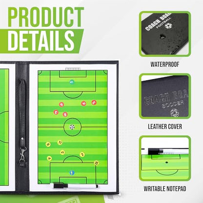 ZPU Dry Erase Coaching Board, Magnetic Coaches Clipboards, Portable Foldable Tactics Board with Dry Erase Marker Pen and Magnets – Basketball, Football, Soccer, Hockey - style: Soccer