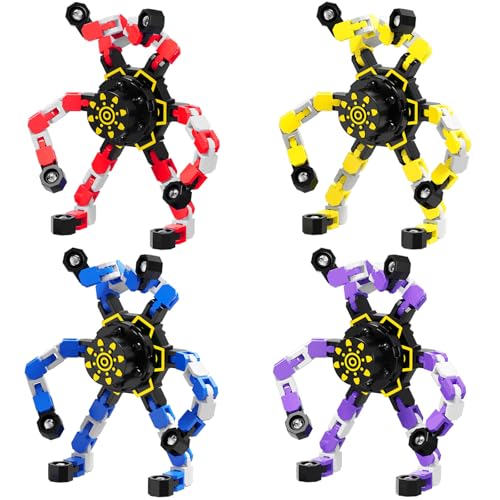 4Pcs Transformable Fidget Spinners for Kids Fidget Toys Teens Adults Quiet Airplane Road Trip Travel Activities Essential Autism ADHD Easter Basket Stuffers Gifts for Boys Girls Toddlers C - color: 4 Pcs - C - Robot