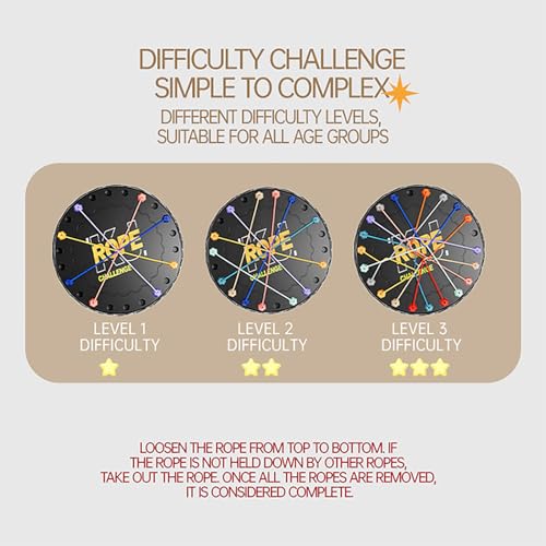 lartoys Rope Untangling Puzzle Game, Educational Strategy Board Game for Kids & Adults, Family Travel Party Games with Multi-Level Challenges, Gifts for All Ages - size: Large(8.8 in)