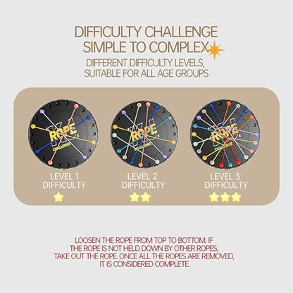 lartoys Rope Untangling Puzzle Game, Educational Strategy Board Game for Kids & Adults, Family Travel Party Games with Multi-Level Challenges, Gifts for All Ages - size: Large(8.8 in)