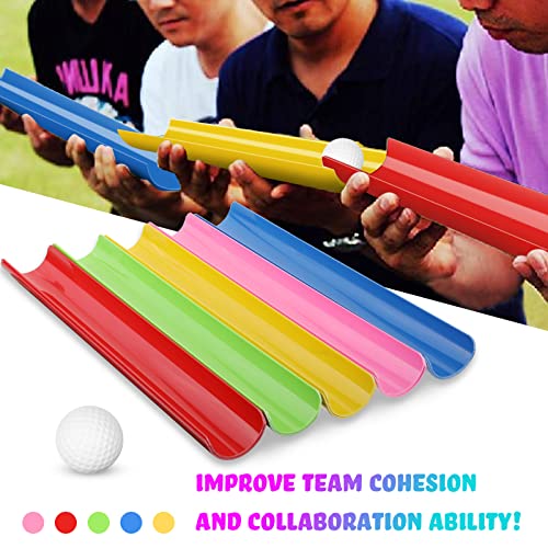 Sratte 1 Sets Team Building Activities Games Teamwork Group Learning Exercise Activities with Half Pipes Golf Balls Storage Bags Teamwork Kit for Adults Teens Field Day Game School Gym Outdoor Sports