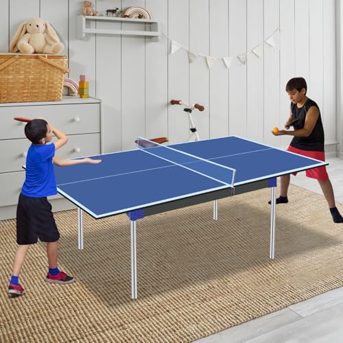 6/7/8/9Ft Mid-Size Ping Pong Conversion Top, Foldable Table Tennis Table Top with Net for Home Office - color: BLUE, size: 6*3 FT
