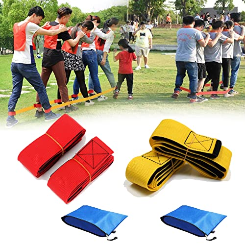 5 Legged Race Bands, Field Day Games for Adults and Kids, Giant Games for Yard, Lawn, Camping, Beach (Red+Yellow) - color: Red+yellow