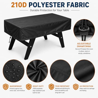 Foosball Table Cover, Heavy Duty Waterproof Outdoor Soccer Table Cover, Dustproof Game Table Protector for Indoor Outdoor Foosball Tables, 63" L x 45" W x 19" H, Black