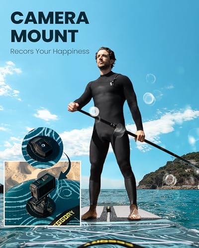Inflatable Paddle Board,Stand Up Paddle Board Set, Extra Wide SUP Board with Removable Fin, Floating Paddle, Hand Pump, Waterproof Phone Pouch,Traveling Board - color: JF dark green /Kayak Seat