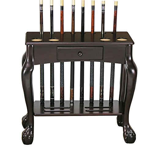 Billiard Cue and Ball rack with Drawer - color: Mahogany