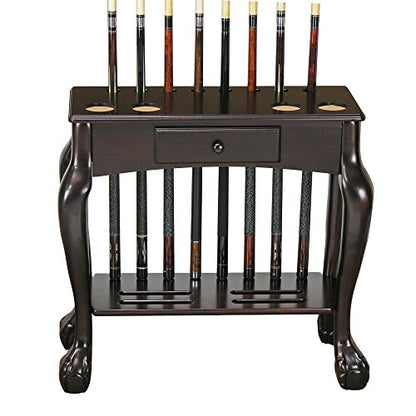 Billiard Cue and Ball rack with Drawer - color: Mahogany