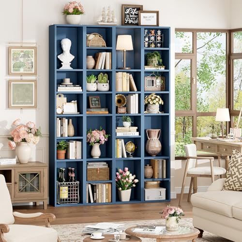 FOTOSOK 8-Tier Media Tower Rack, 11.6 X 9.3 X 70.9 Inches CD DVD Slim Storage Cabinet with Adjustable Shelves, Tall Narrow Bookcase Display Bookshelf for Home Office, Blue - color: Blue