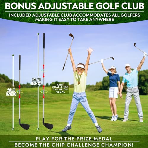 Golf Chipping Mat with Adjustable Golf Club - 48 Piece Outdoor Indoor Golf Game for 1-5 Players - Giant Turf Hitting Mat with Tee, 25 Sticky Balls, Travel Bag Included - Golf Gift for Teens & Adults - style: MAT SET