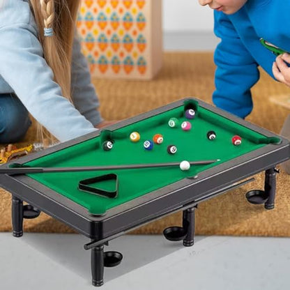 kowaku Kids Pool Table Set Desktop Snooker 2 Billiard Cues Small Tabletop Billiards Game Toy for Apartment Home Between Friends Dorm