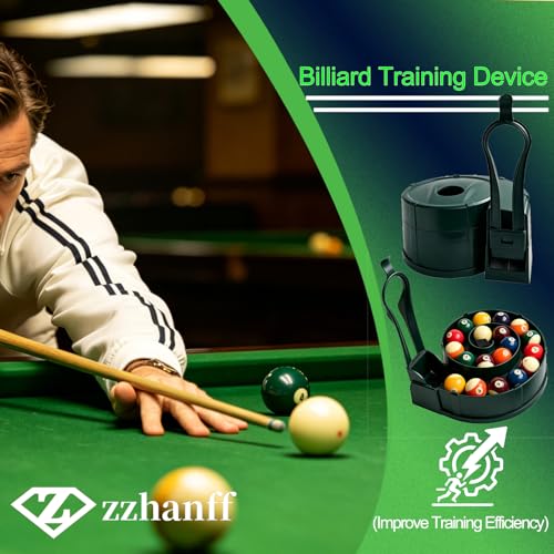 Pool Ball Rack, Hold 15 Balls, for Billiard Training, Not 3DPrinted | Portable Single Person Training Aid for Standard Pool Snooker Table Training - color: dark green