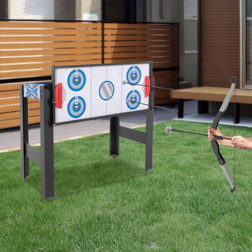5-in-1 Combination Game Table | Multi-Game Table with Basketball, Air Hockey, Pool, Ping Pong & Safety Archery for Game Room, Home, Arcade