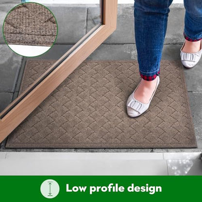 BZ53 Heavy Duty Front Door Mats Non Slip Rubber Backing Entrance Mat Shoes Scraper Welcome Mat - color: 36" X 60" Weave Navy【big Front Door】