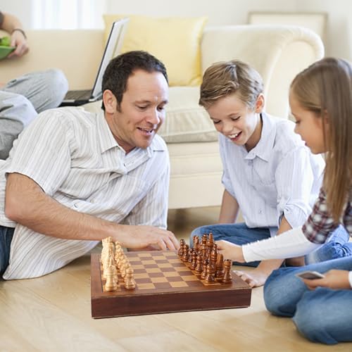 GSE Games & Sports Expert 10" Magnetic Chess Set, Wooden Chess Board Game Set with Drawers, Classic Portable Travel Board Game for Kids & Adults