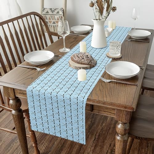 Erosebridal Blue Hockey Table Runner 13x48, Ice Hockey Table Runners for Kids Boys Girls, Racket Ball Sports Tabletop Decor for Dining Living Room Bedroom, Lacrosse Sticks Games Dresser Scarf - size: 13" X 90"