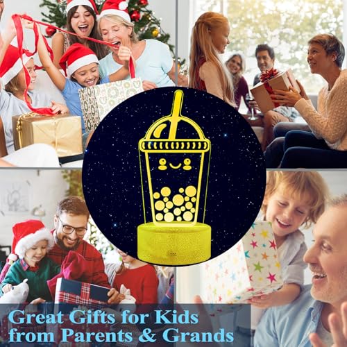 Boba Lamp, Boba Gifts, Boba 3D Night Light with Remote Control, 16 Color Changing, Timer, RGB Flashing Mode, Dimmable - Boba Gifts for Boys & Girls - color: Boba Milk Tea