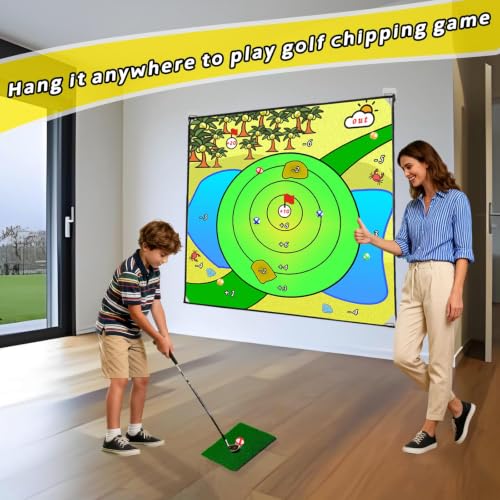 Golf Chipping Outdoor Game Set,Portable Battle Chipping Mat,Indoor Outdoor Sticky Golf for Adults and Junior Golfer Training Practise,Friends Family Yard Target Game