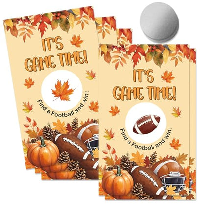 50 Pcs It's Game Time Autumn Football Themed Scratch Off Game Cards, Football Scratch Card for Baby Shower, Birthday Party, Lottery Activity Group Games, Gifts for Football Lovers - color: Warm Yellow