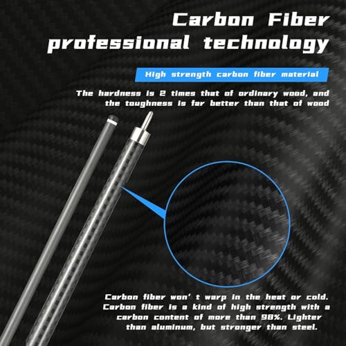 Carbon Fiber Pool Cue Stick 12.5mm Tip Billiard Carbon Fiber cue, Weight 20OZ Cue Stick, 58" Pool Table Sticks