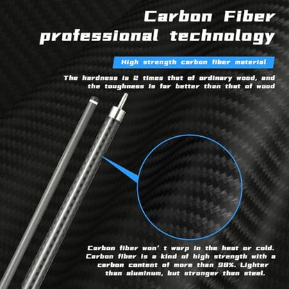 Carbon Fiber Pool Cue Stick 12.5mm Tip Billiard Carbon Fiber cue, Weight 20OZ Cue Stick, 58" Pool Table Sticks