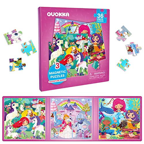 QUOKKA Magnetic Puzzles for Kids Ages 4-6 – 36 Pieces Sudoku Toddler Puzzles Ages 2-4 – Travel Games for Kids 3-5 – Princess Unicorn Mermaid Toddler Travel Toys – Car Airplane Road Trip Games - style: 1. PRINCESS 36 PCS