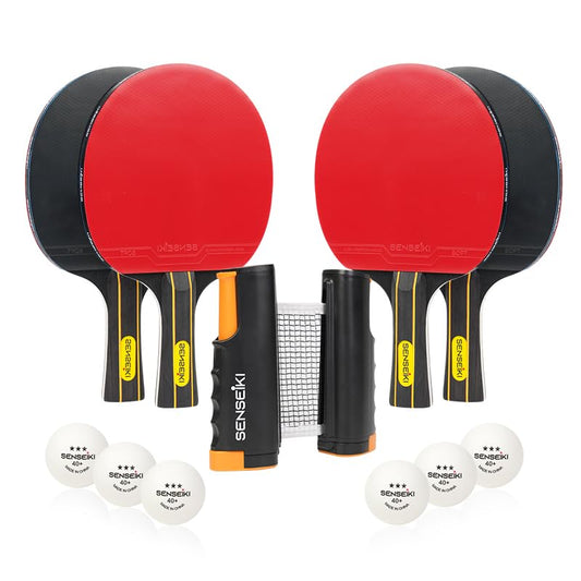 Ping Pong Paddles - High-Performance Set with Premium Table Tennis Rackets, 3-Star Ping Pong Balls, Compact Storage Case | Table Tennis Set - style: 4 racket + 6 ball+ net